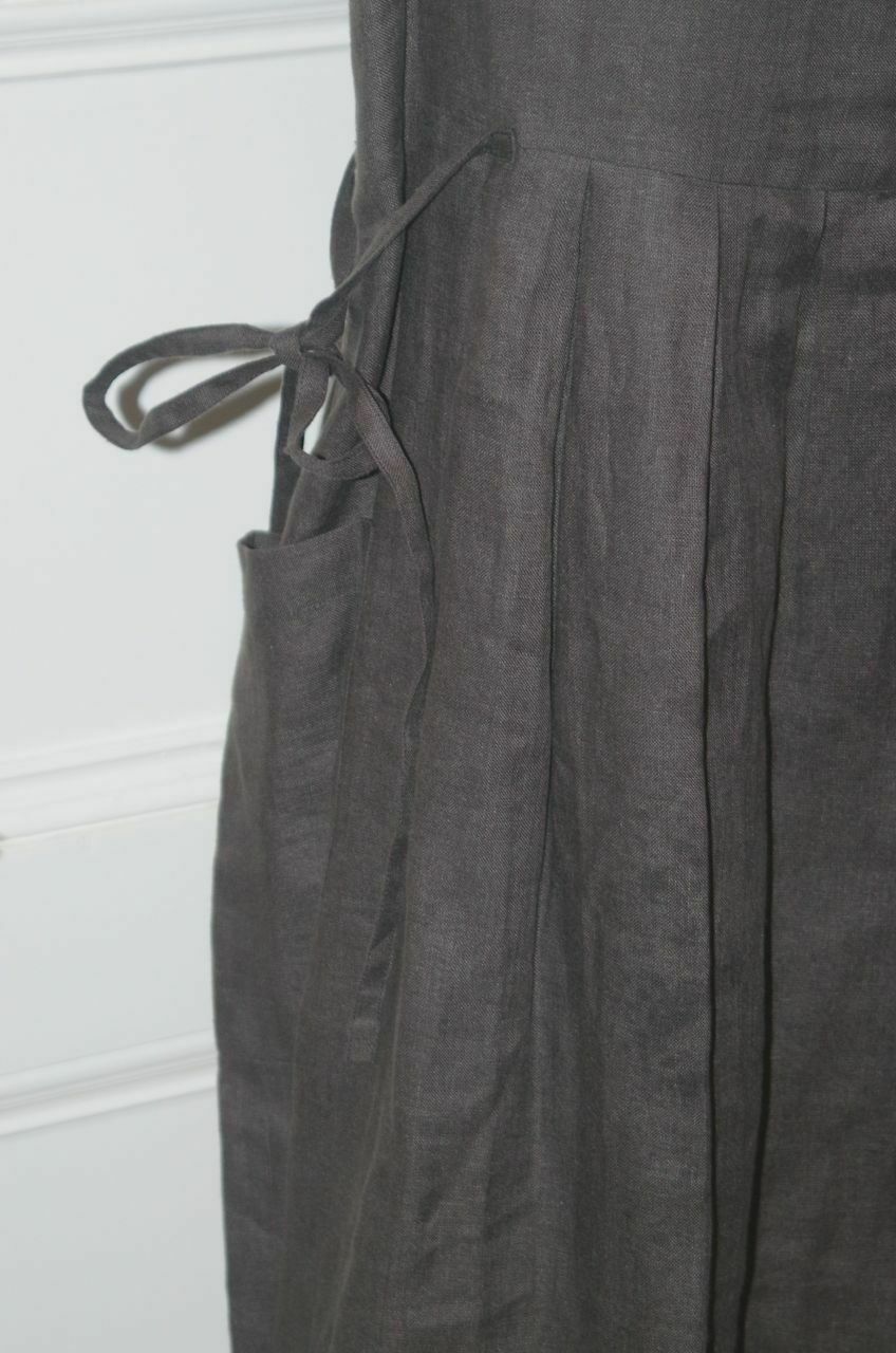 MORGANE LE FAY BY LILIANA ORDAS Brown Linen Sleeveless Button Front Dress Sz S - Image 5
