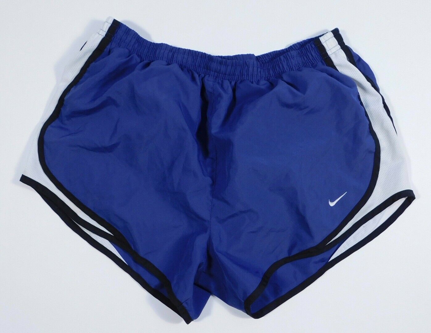 NIKE Women's Dri-Fit Blue W Black Trim White Accent Running Short Sz M