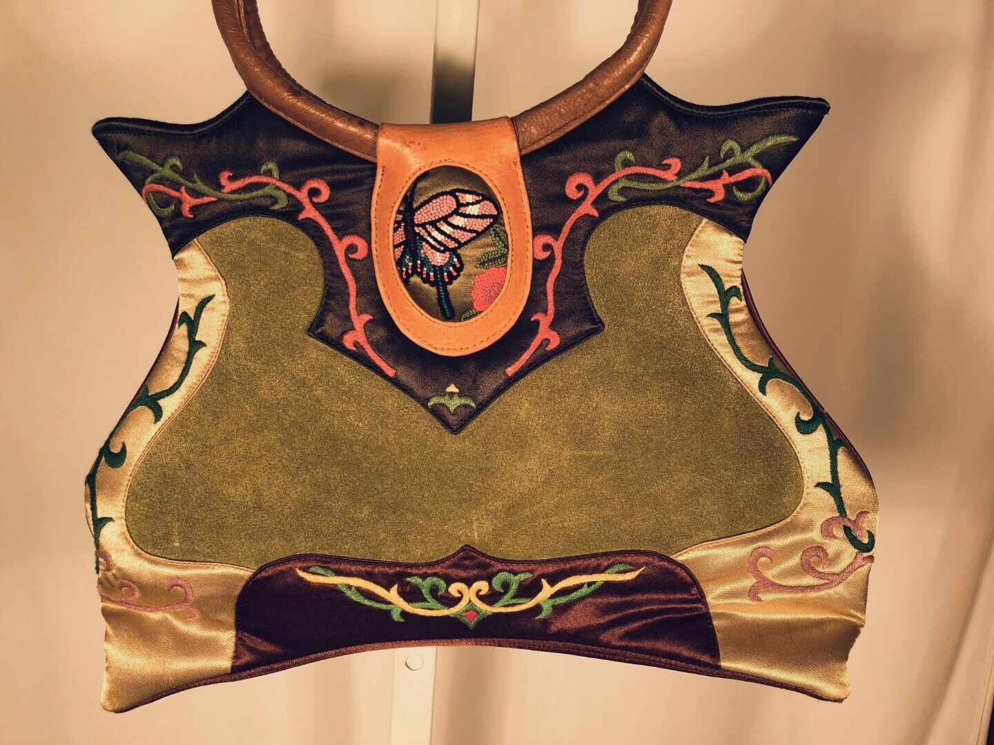 PERFUME RIVER Beautiful Suede Satin Embroidered Handbag - Image 3