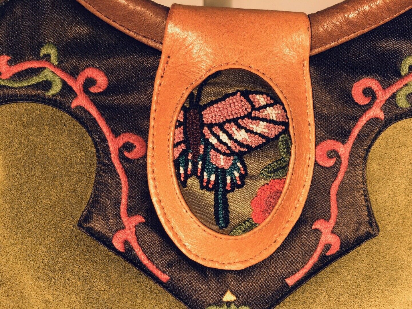 PERFUME RIVER Beautiful Suede Satin Embroidered Handbag - Image 5