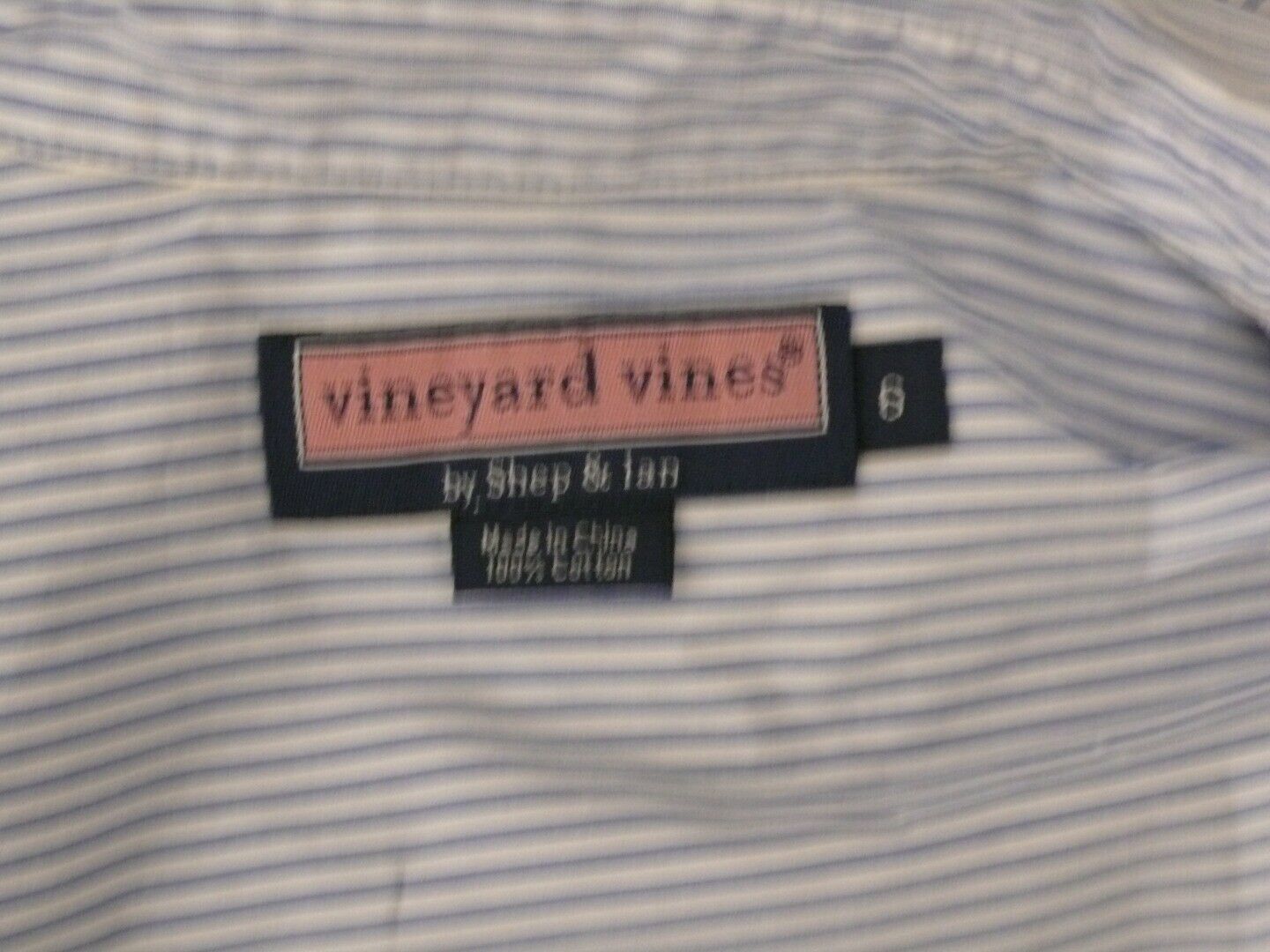 VINEYARD VINES Women's Blue & White Stripe Cotton Button Down Shirt Sz 6 - Image 9