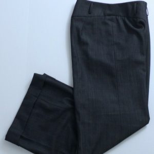 WORTH Women's Charcoal Gray Flat Front Wool Stretch Wide Leg Cuffed Pant Sz 6