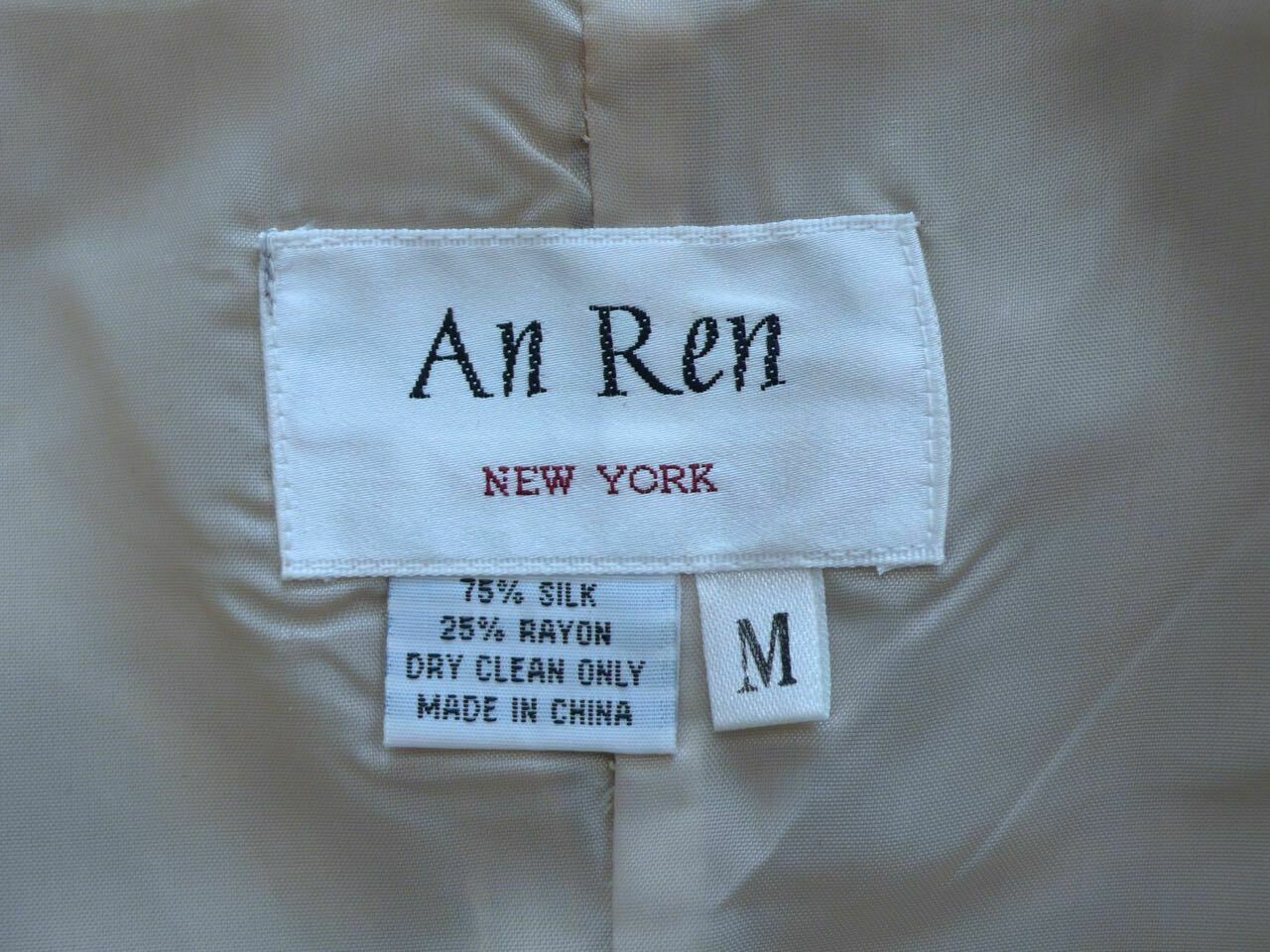 AN REN NEW YORK Womans Beige Chiffon W Silk Floral Brocade Sleeveless Dress Sz M - Image 7