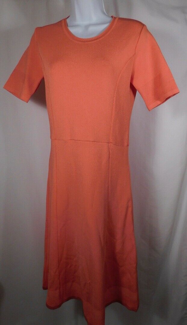 BIANA Women's Orange Shimmer Knit Scoop Neck Short Sleeve Dress Sz 6 $435 - Image 3