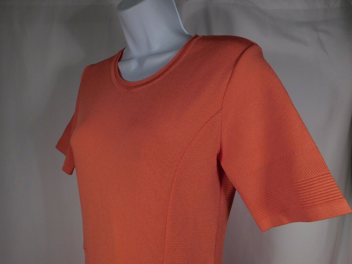 BIANA Women's Orange Shimmer Knit Scoop Neck Short Sleeve Dress Sz 6 $435 - Image 4