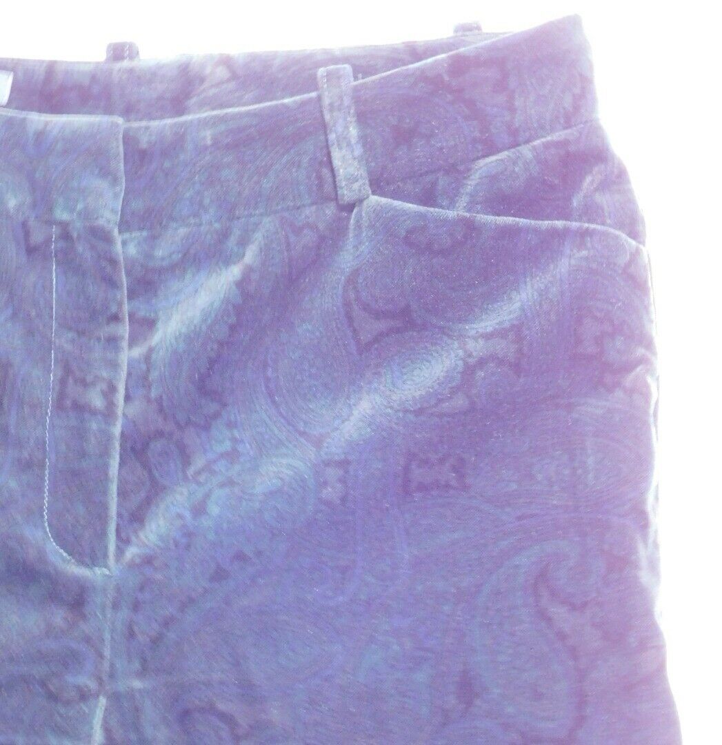 BROOKS BROTHERS Women's Hunter Green Paisley Cotton Stretch Velvet Pant Sz 4 - Image 6