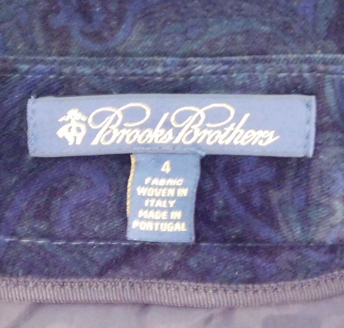 BROOKS BROTHERS Women's Hunter Green Paisley Cotton Stretch Velvet Pant Sz 4 - Image 7
