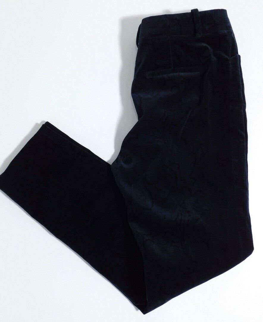 BROOKS BROTHERS Women's Hunter Green Paisley Cotton Stretch Velvet Pant Sz 4