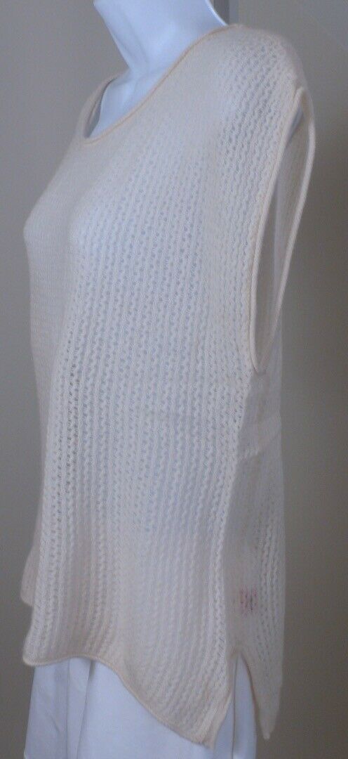 CALYPSO ST BARTH Women's Ivory Cashmere Loose Knit Cap SleeveSweater Sz S - Image 3