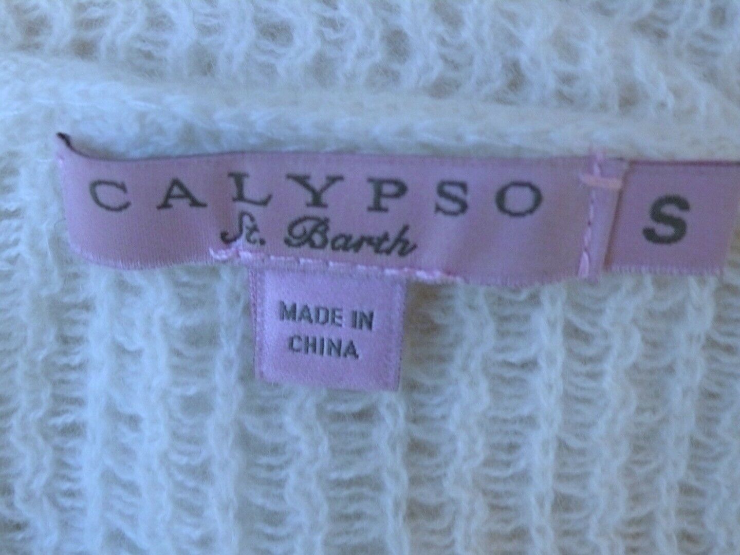 CALYPSO ST BARTH Women's Ivory Cashmere Loose Knit Cap SleeveSweater Sz S - Image 5