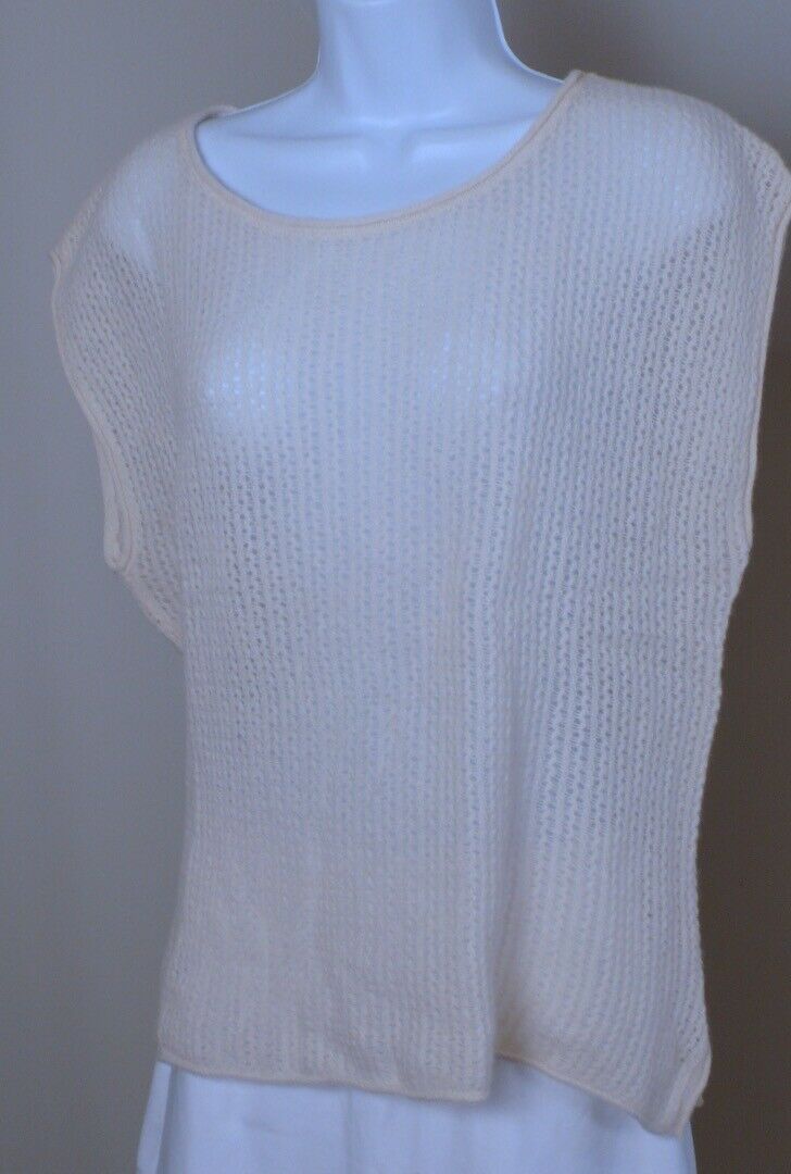 CALYPSO ST BARTH Women's Ivory Cashmere Loose Knit Cap SleeveSweater Sz S