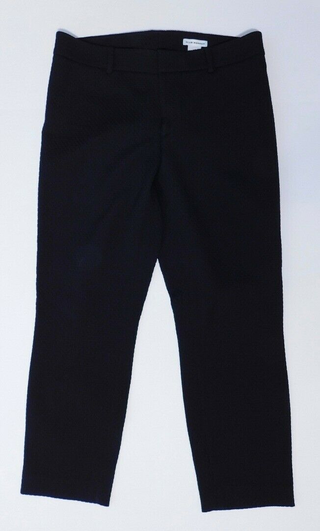CLUB MONACO Women's Black Textured Cotton Stretch Flat Front Cropped Pant Sz 6 - Image 3