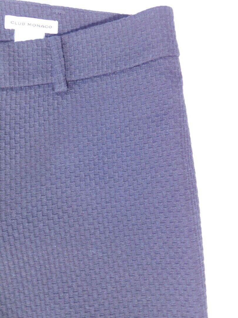 CLUB MONACO Women's Black Textured Cotton Stretch Flat Front Cropped Pant Sz 6 - Image 5