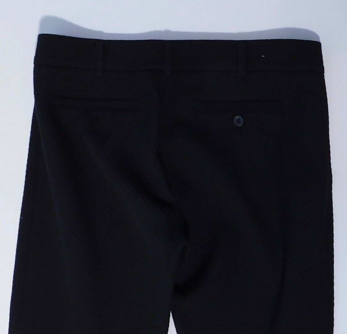 CLUB MONACO Women's Black Textured Cotton Stretch Flat Front Cropped Pant Sz 6 - Image 7