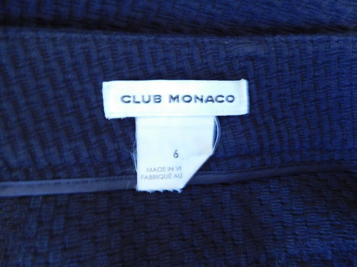 CLUB MONACO Women's Black Textured Cotton Stretch Flat Front Cropped Pant Sz 6 - Image 8