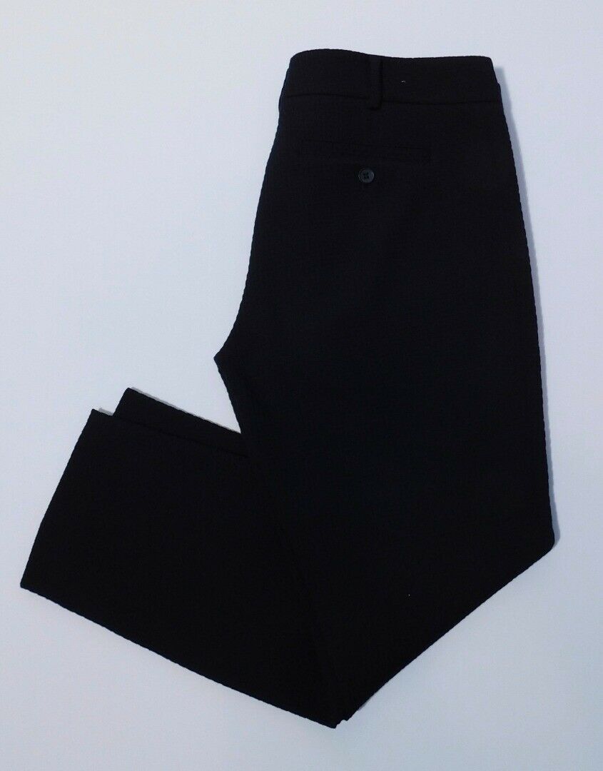 CLUB MONACO Women's Black Textured Cotton Stretch Flat Front Cropped Pant Sz 6