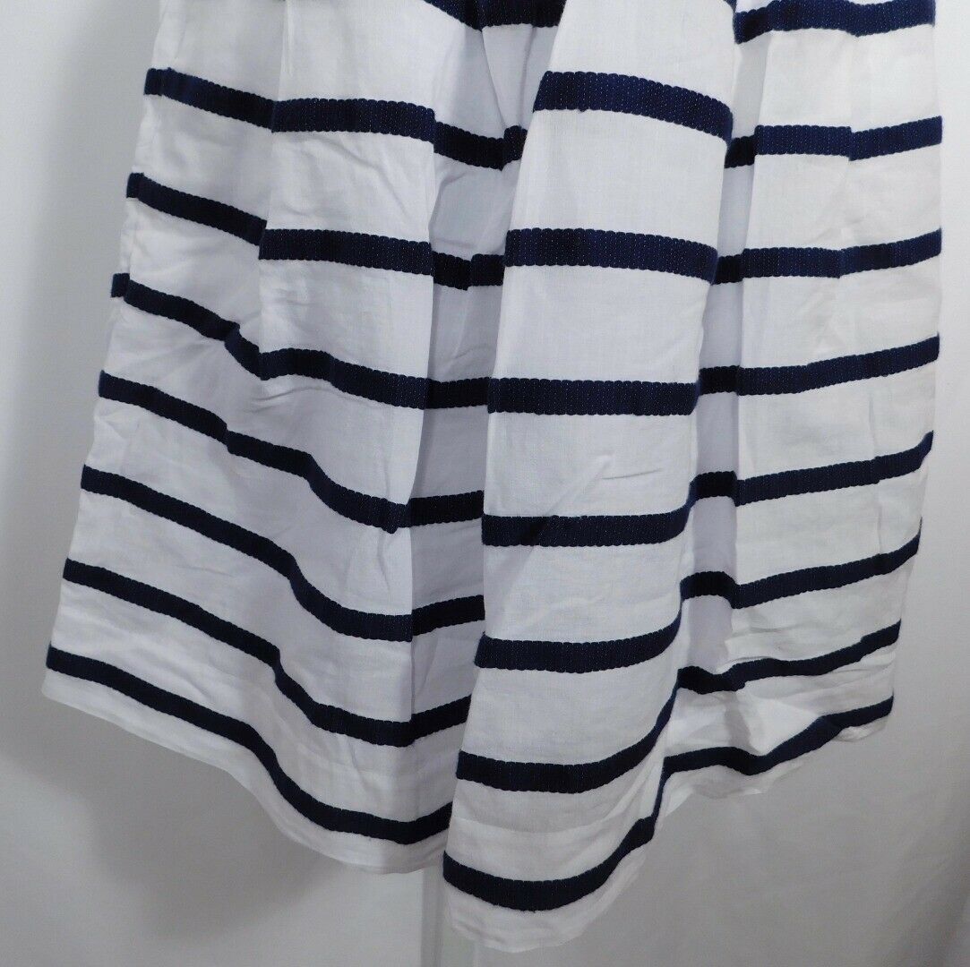 J CREW White & Blue Stripe Cotton Lined Pull On A-Line Skirt Sz 0 - Image 4