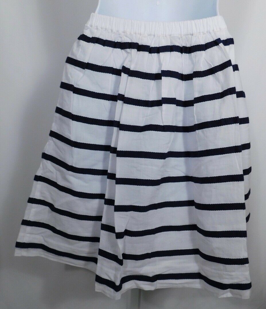 J CREW White & Blue Stripe Cotton Lined Pull On A-Line Skirt Sz 0 - Image 5