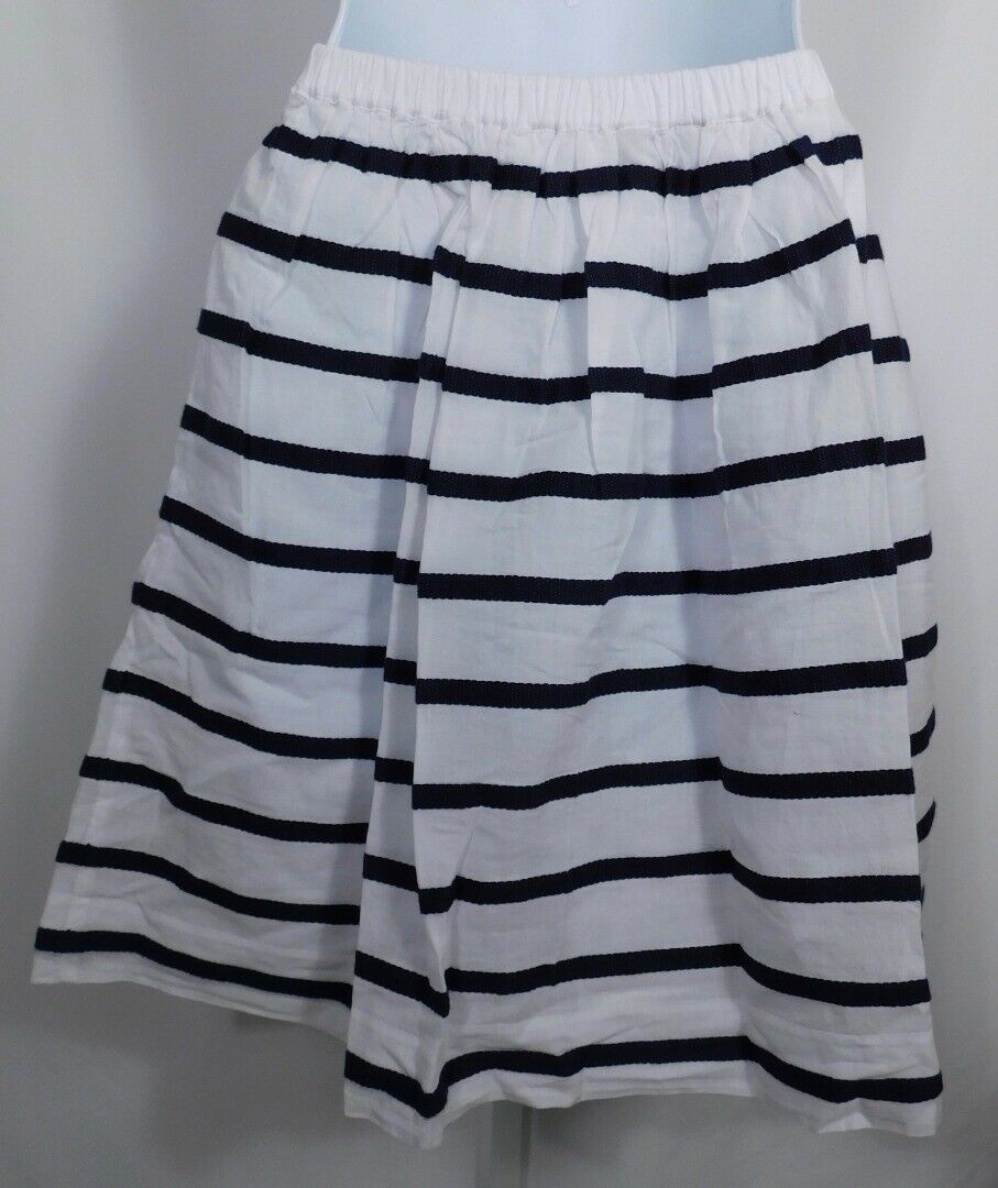 J CREW White & Blue Stripe Cotton Lined Pull On A-Line Skirt Sz 0 - Image 6