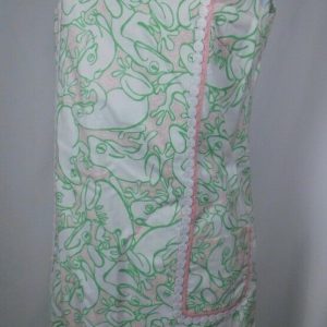 LILLY PULITZER Women's Pink Green White Frog Print Sleeveless Shift Dress Sz 2