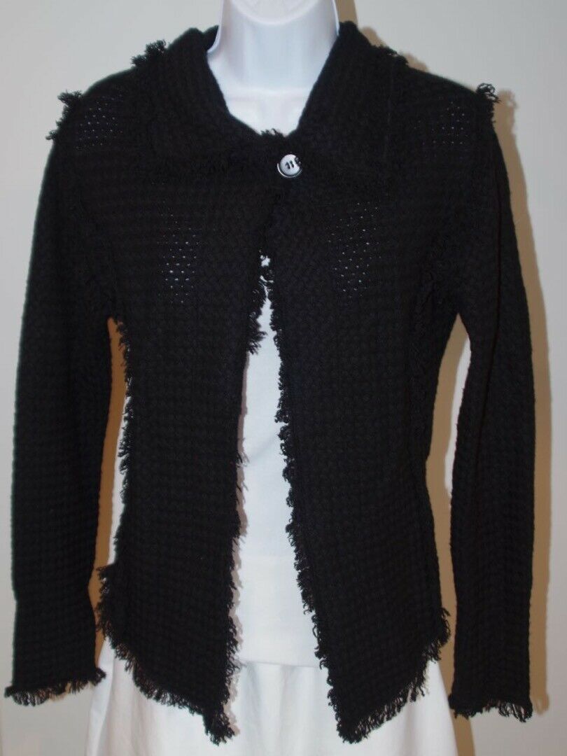 NUON CASHMERE Classic COCO Jacket Black 100% Cashmere $675 Sz 6 - Image 3