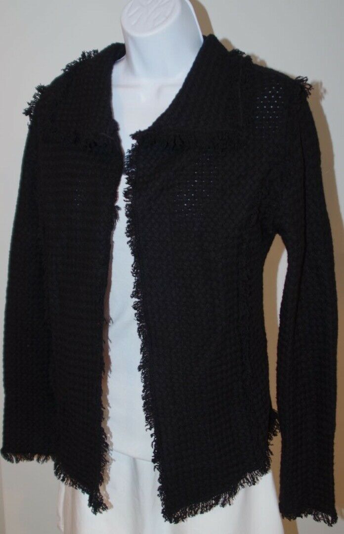 NUON CASHMERE Classic COCO Jacket Black 100% Cashmere $675 Sz 6