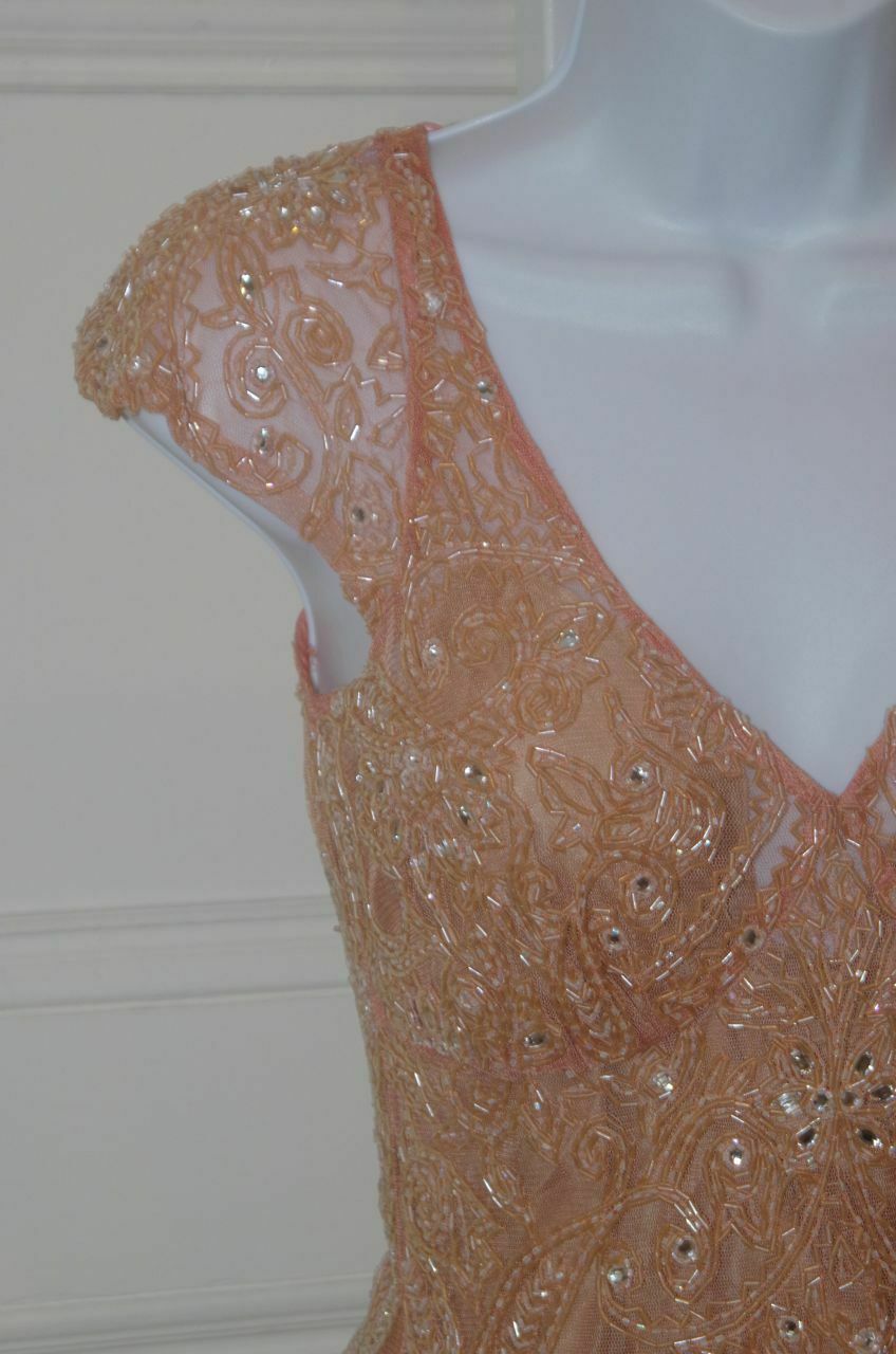 NWT TRACY REESE Dusty Pink Cap Sleeve Satin Tie Back Beaded Blouse Sz S - Image 3