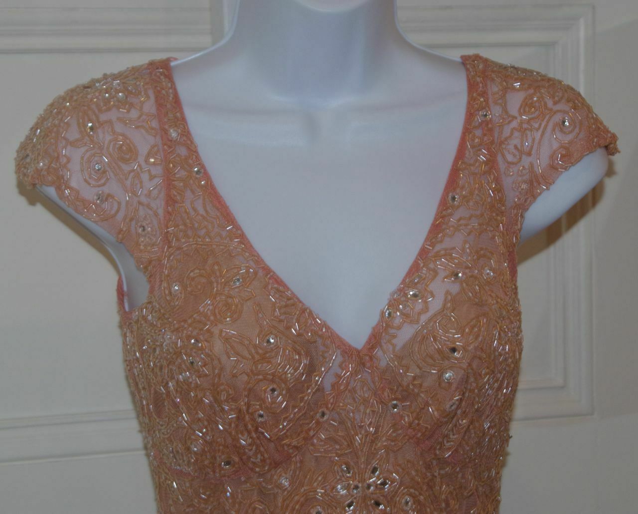 NWT TRACY REESE Dusty Pink Cap Sleeve Satin Tie Back Beaded Blouse Sz S - Image 5