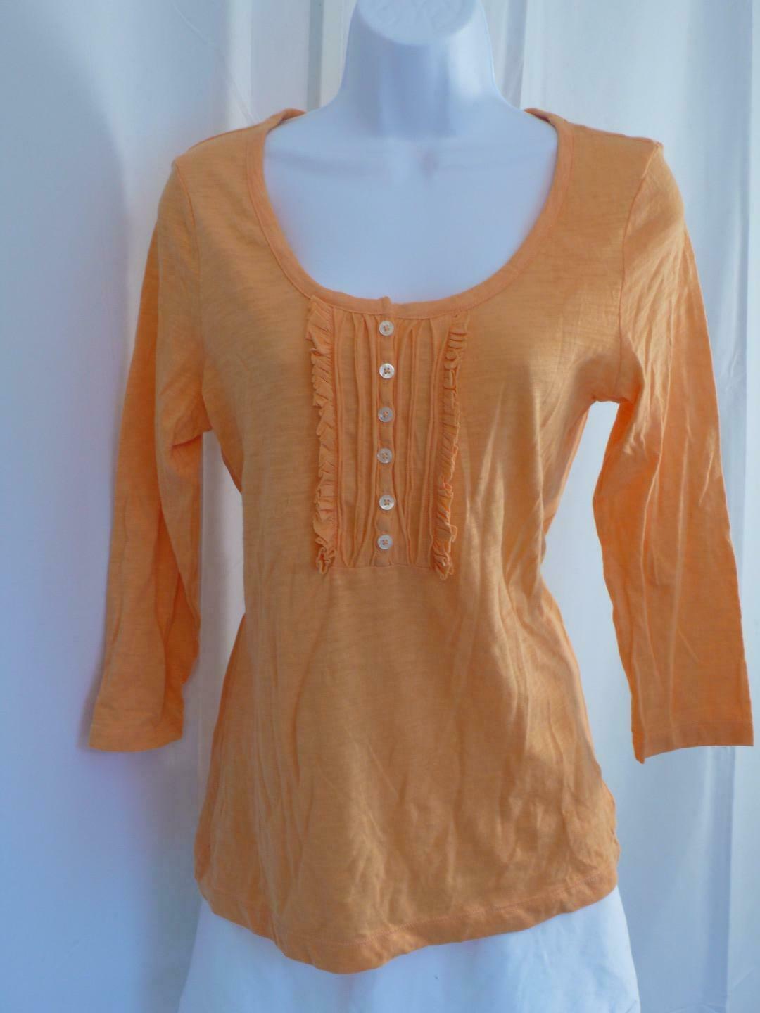 OLD NAVY Women's Orange Cotton Scoop Neck 3/4 Sleeve Tissue T Shirt Sz S/P - Image 3