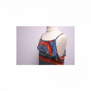 PINC PREMIUM NWT Blue, Orange, Red Multi Stripe Girls Spagetti Strap Dress Sz M