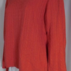R DERWIN LITCHFIELD Women's Coral Cabled 2 Ply Cashmere Crewneck Sweater Sz M