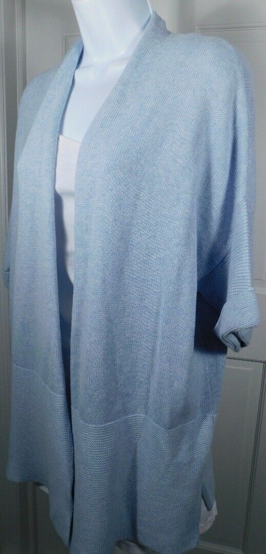 REPEAT EASY KNIT Women's Light Blue Cotton Open Cardigan Sweater Sz 40 M ($140)