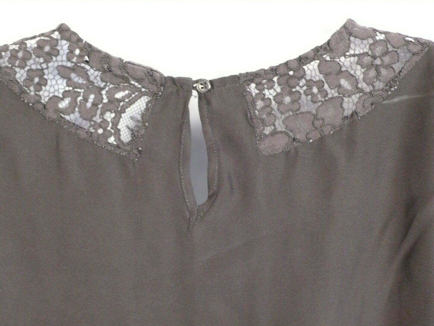 SANDRO Women's Black Lace Neckline Silk 3/4 Sleeve Blouse Sz 2 - Image 5