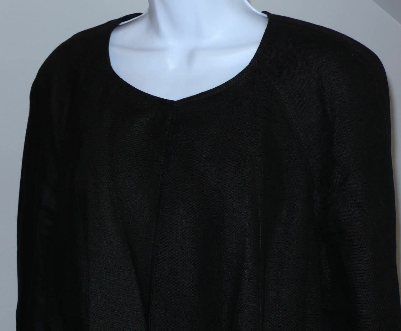 TALBOTS Women's Black Linen Single Button Unstructured Long Blazer Jacket Sz L - Image 3