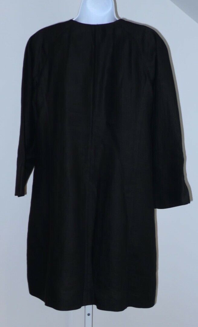 TALBOTS Women's Black Linen Single Button Unstructured Long Blazer Jacket Sz L - Image 4