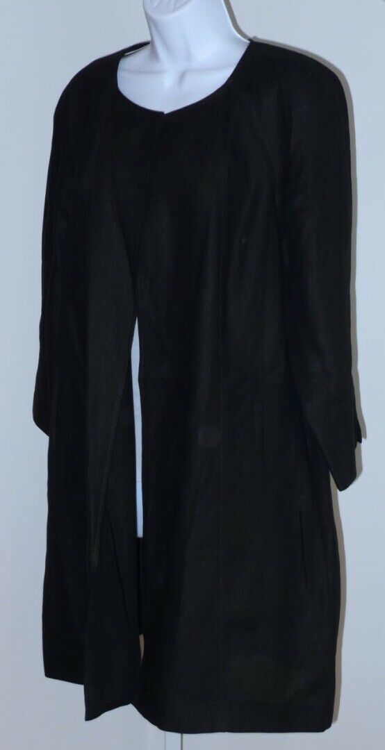TALBOTS Women's Black Linen Single Button Unstructured Long Blazer Jacket Sz L