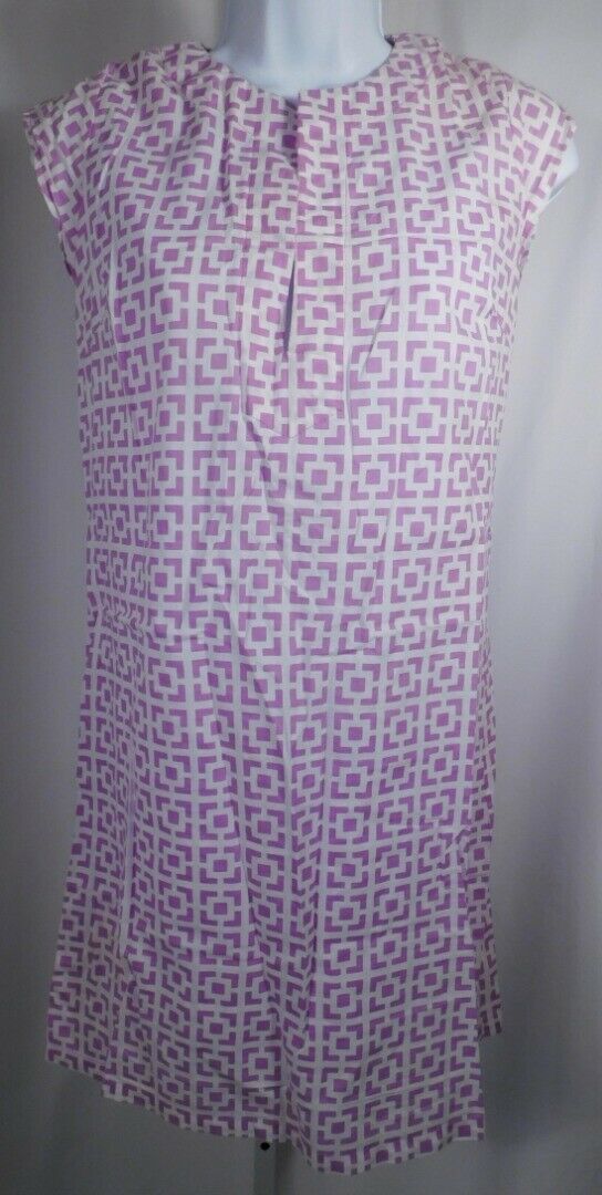 THREE ISLANDS Women's Purple & White Cap Sleeve V-Neck Shift Julie Dress Sz XS - Image 3