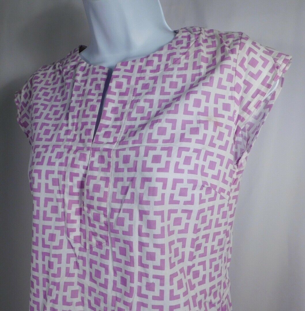 THREE ISLANDS Women's Purple & White Cap Sleeve V-Neck Shift Julie Dress Sz XS - Image 4