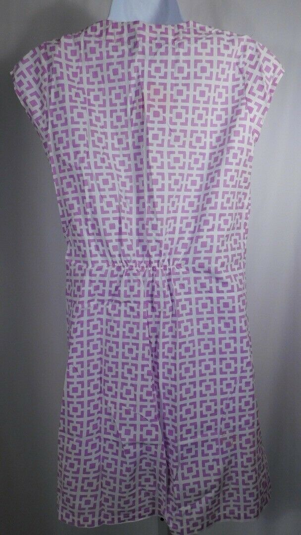 THREE ISLANDS Women's Purple & White Cap Sleeve V-Neck Shift Julie Dress Sz XS - Image 6
