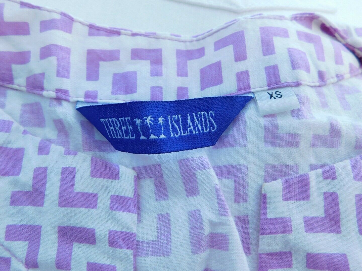THREE ISLANDS Women's Purple & White Cap Sleeve V-Neck Shift Julie Dress Sz XS - Image 8