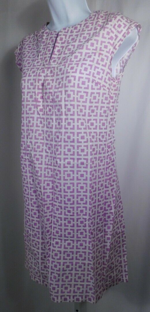 THREE ISLANDS Women's Purple & White Cap Sleeve V-Neck Shift Julie Dress Sz XS