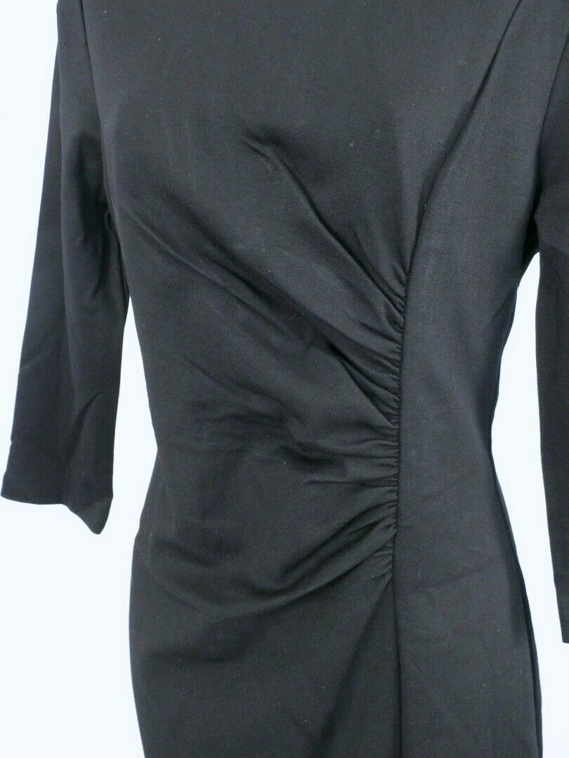 TRINA TURK Black Jersey Knit Gathered Waist 3/4 Sleeve Dress Sz 8 - Image 5