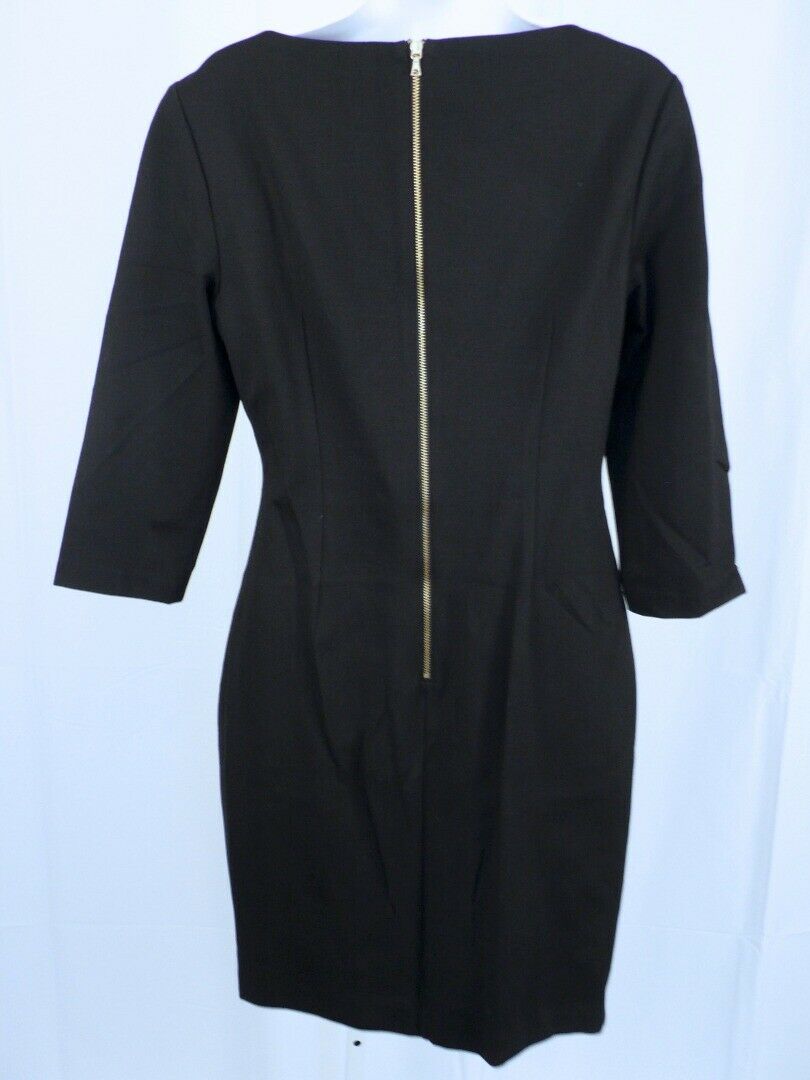 TRINA TURK Black Jersey Knit Gathered Waist 3/4 Sleeve Dress Sz 8 - Image 7