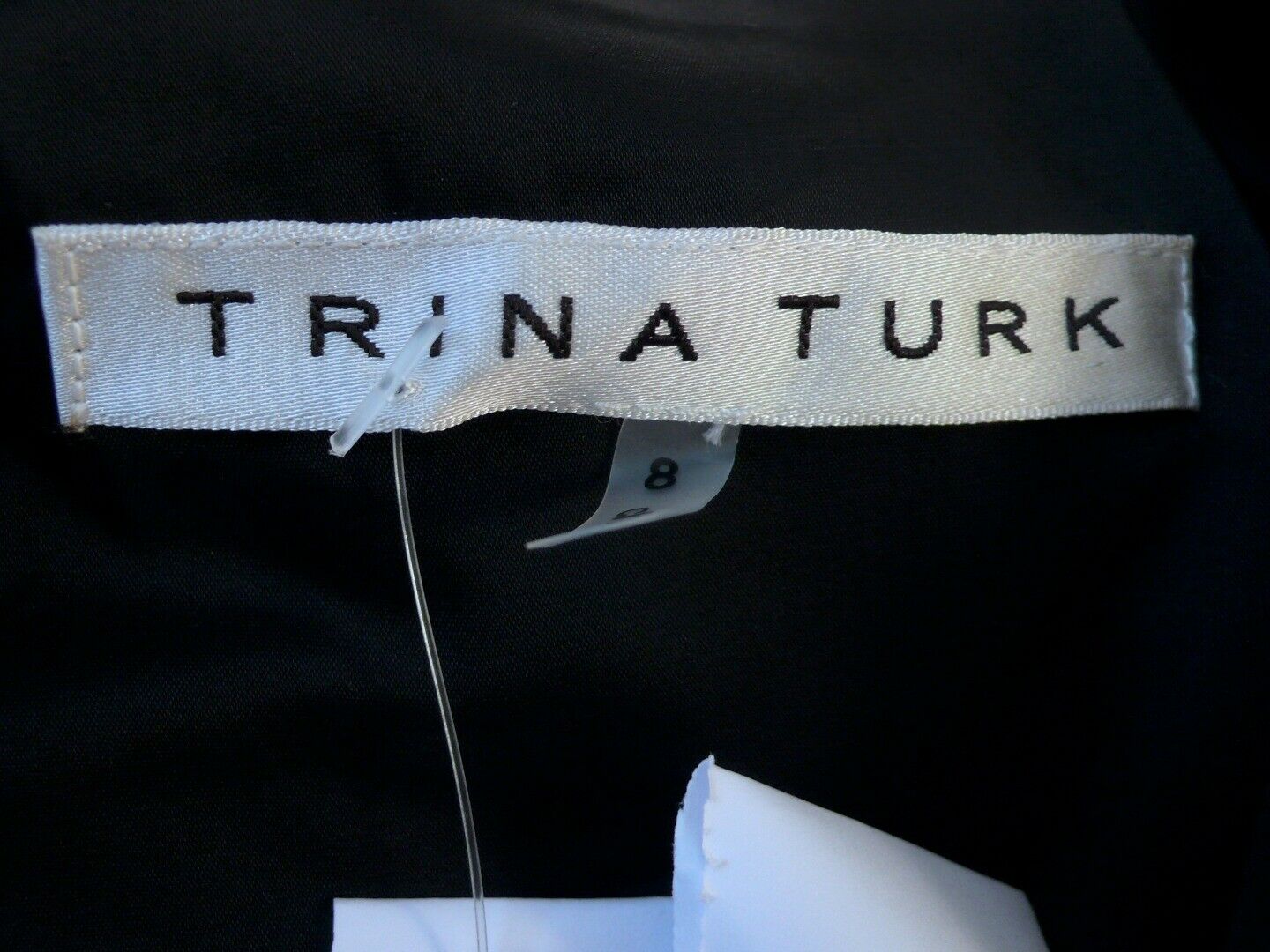 TRINA TURK Black Jersey Knit Gathered Waist 3/4 Sleeve Dress Sz 8 - Image 9