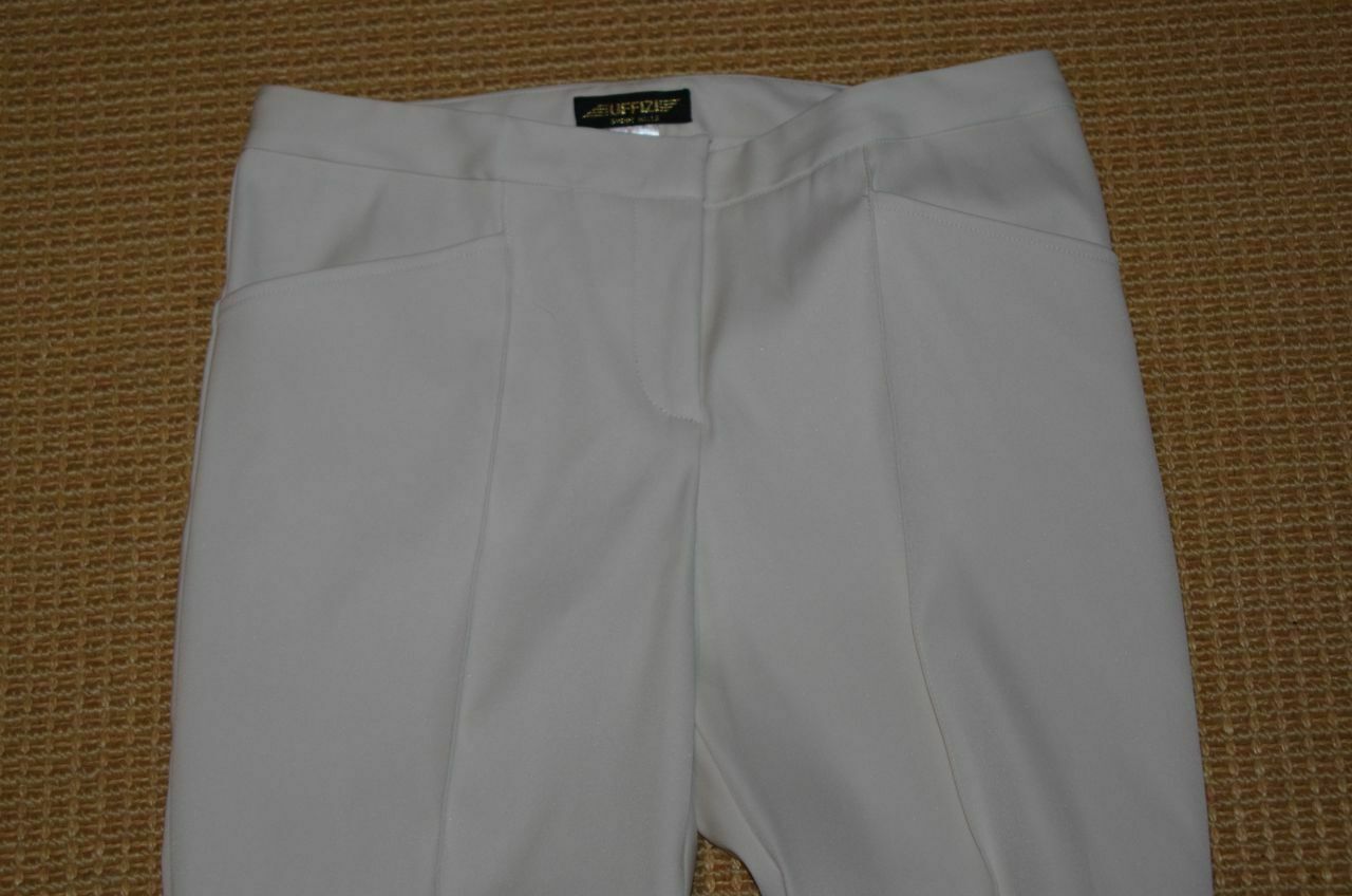 UFFIZI SHORT HILLS Women's Off White Cotton Stretch Ankle Pant Sz 44 - Image 3