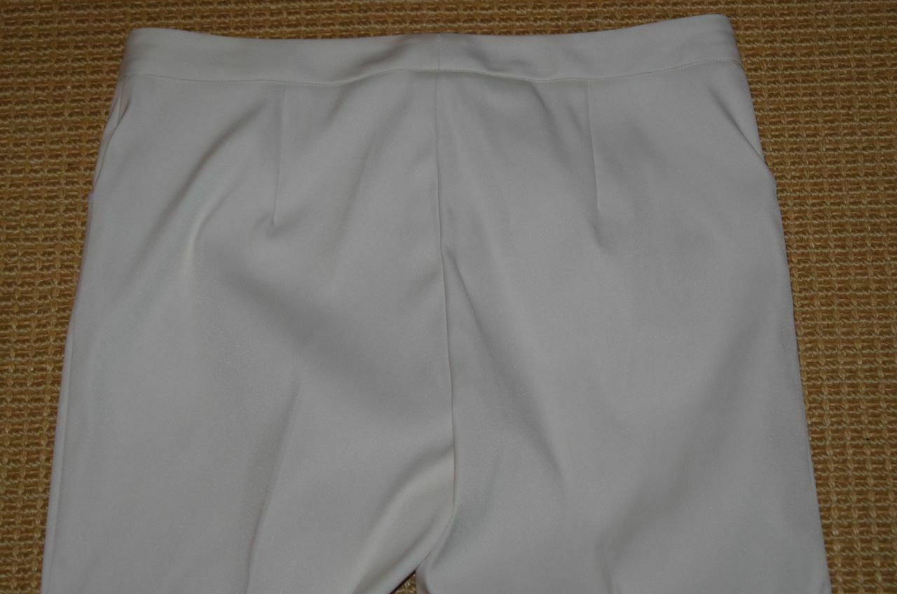 UFFIZI SHORT HILLS Women's Off White Cotton Stretch Ankle Pant Sz 44 - Image 5