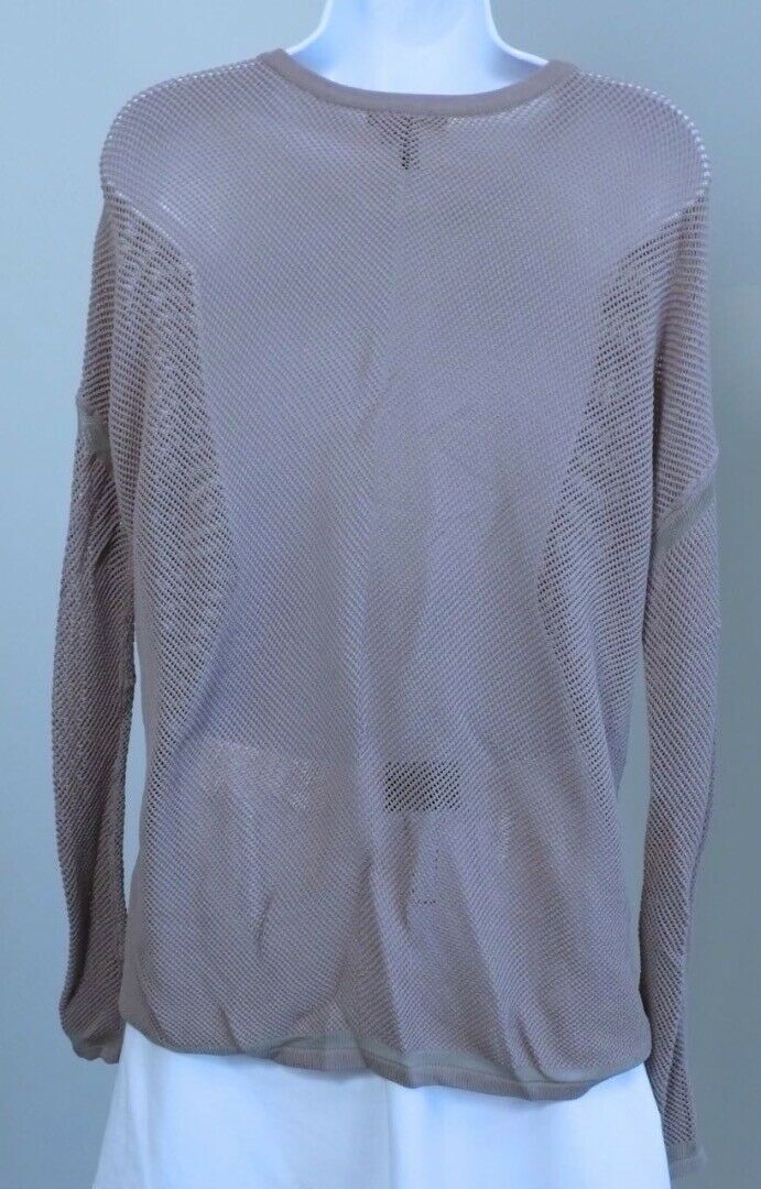 VINCE FOR BERGDORF GOODMAN Women's Tan Mesh Knit Long Sleeved Sweater Sz S - Image 8