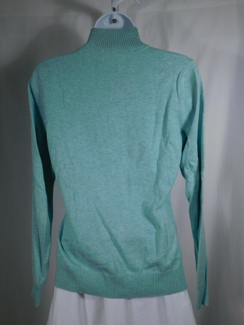 VINEYARD VINES Women's Aqua Cotton 1/4 Zip Pull On Sweater Sz S - Image 7