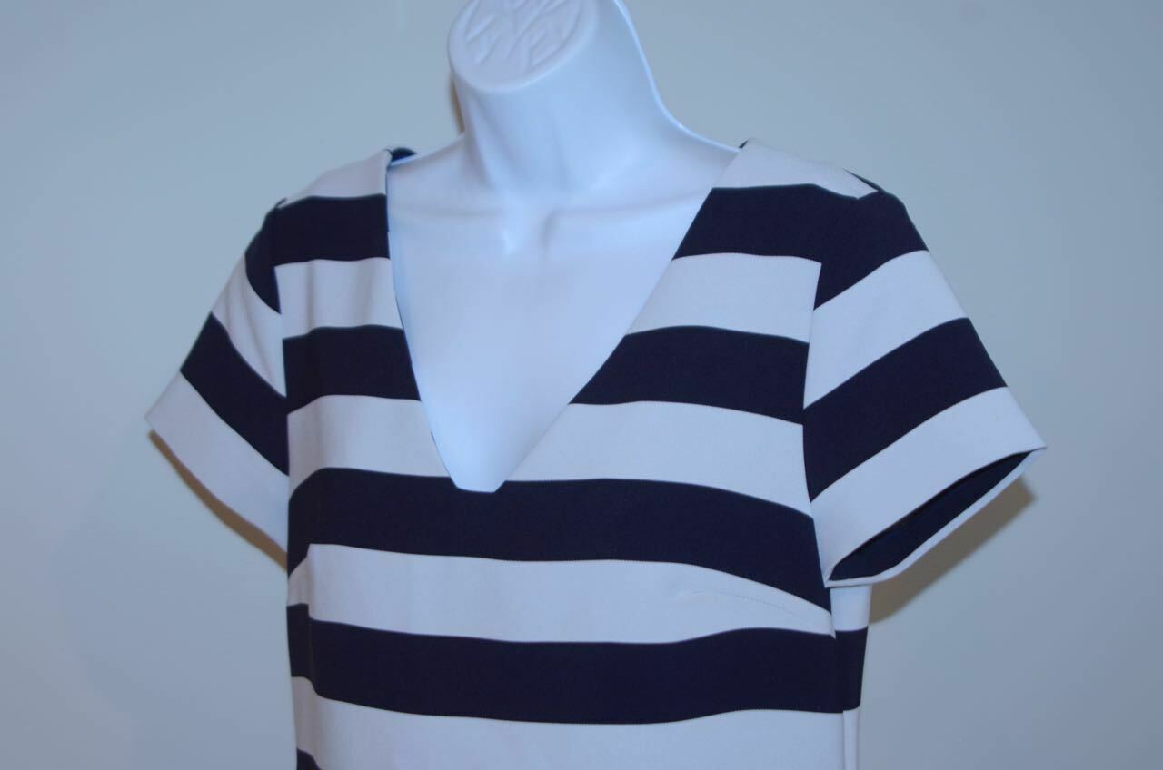 1. STATE Women's Navy White Stripe Patch Pocket Short Sleeve Shift Dress Sz S - Image 3