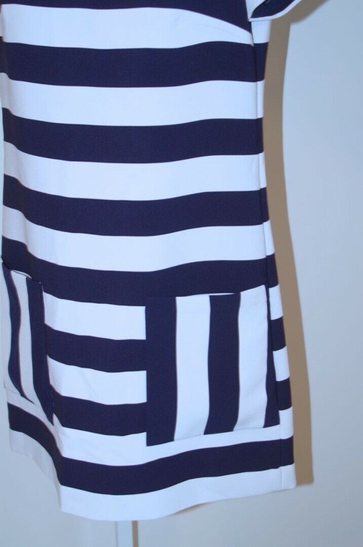 1. STATE Women's Navy White Stripe Patch Pocket Short Sleeve Shift Dress Sz S - Image 4